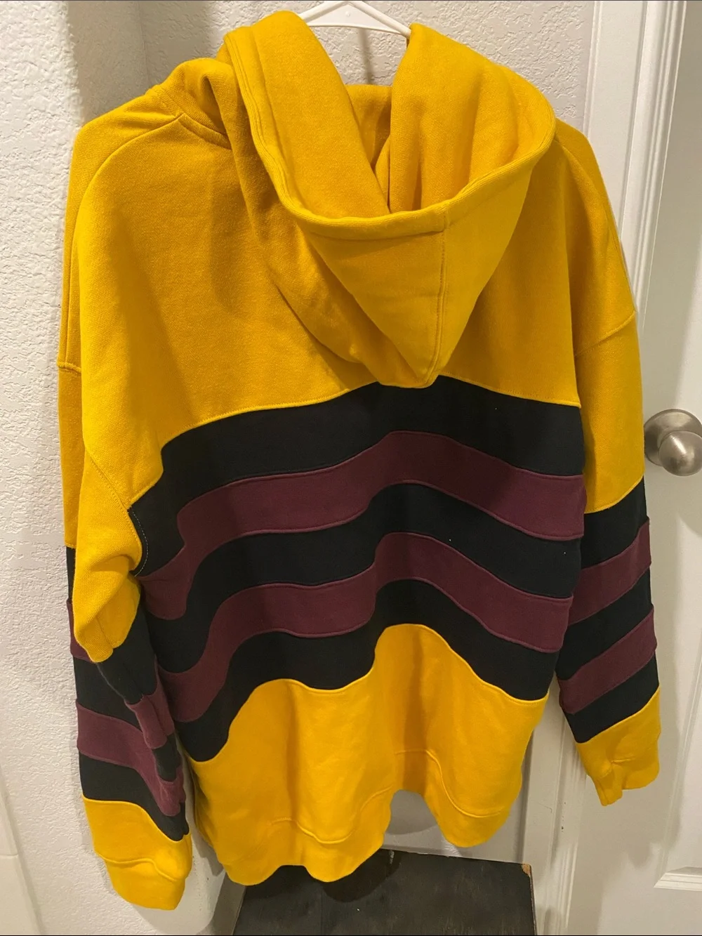The Hundreds Yellow Hoodie with Black & Maroon Stripes men’s L
